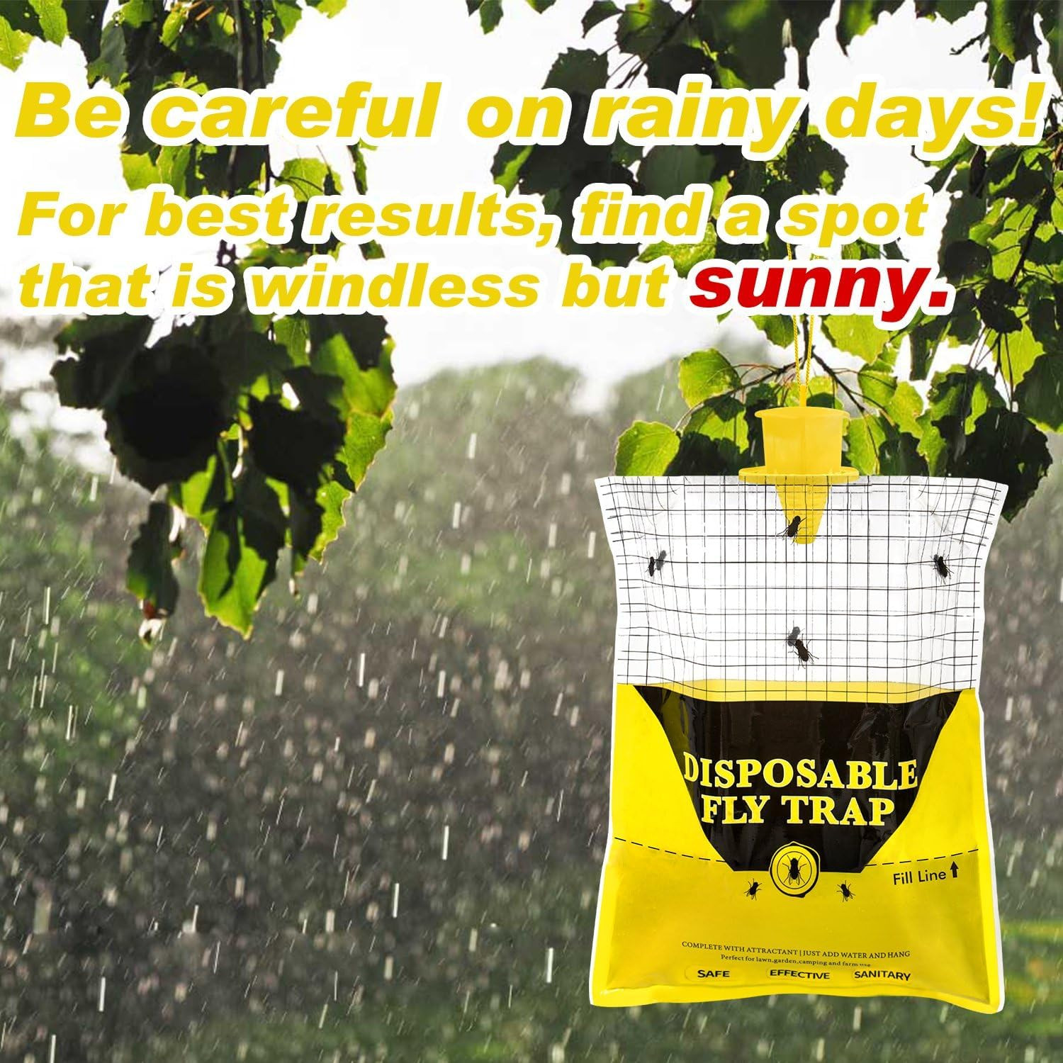 Outdoor Fly Traps for Patio, 6 Pack Pre-Baited Big Fly Bags Outdoor Disposable,