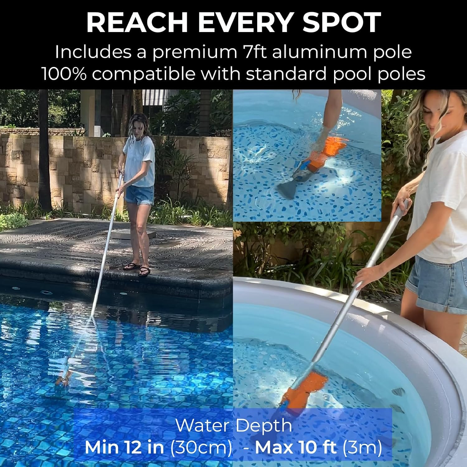 24V Cordless Handheld Pool Vacuum – 43,000Pa Hyper Suction, 3-Stage 3D Fiber Bal