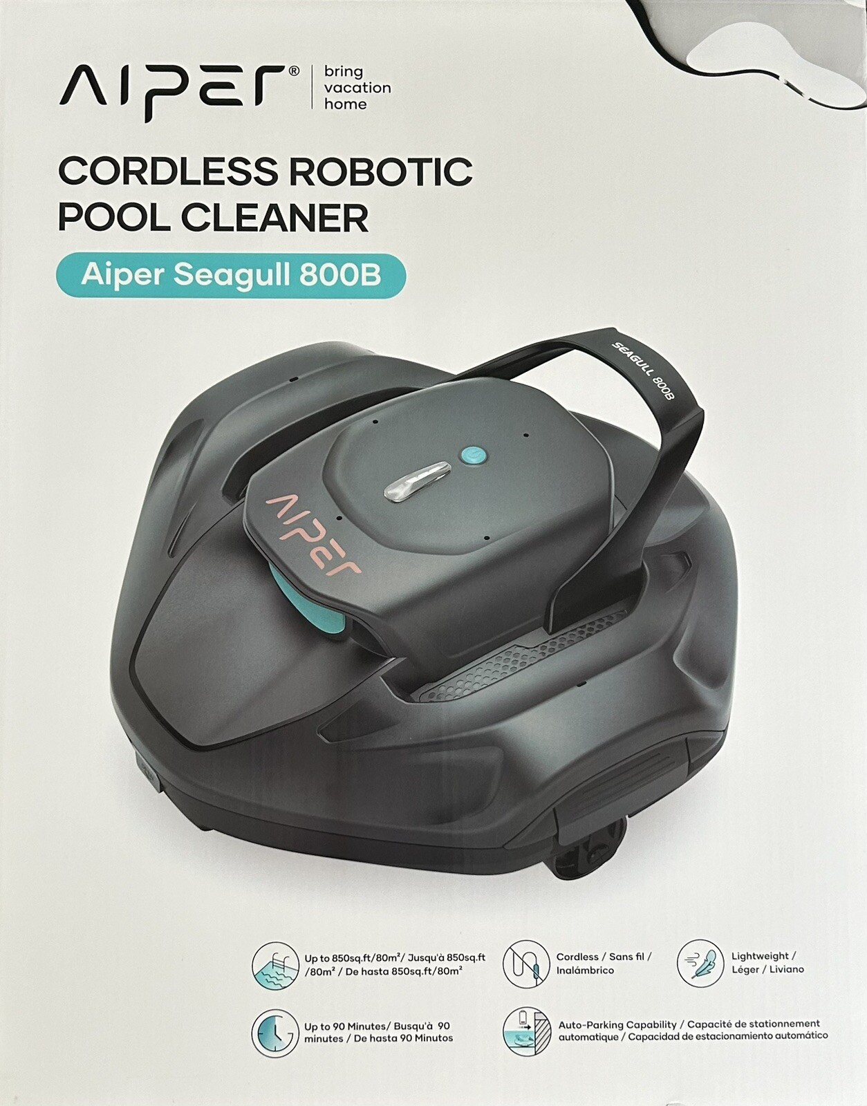 Aiper SG 800B Cordless 3.1-in Robotic Pool Vacuum Seagull Easy To Use – New!