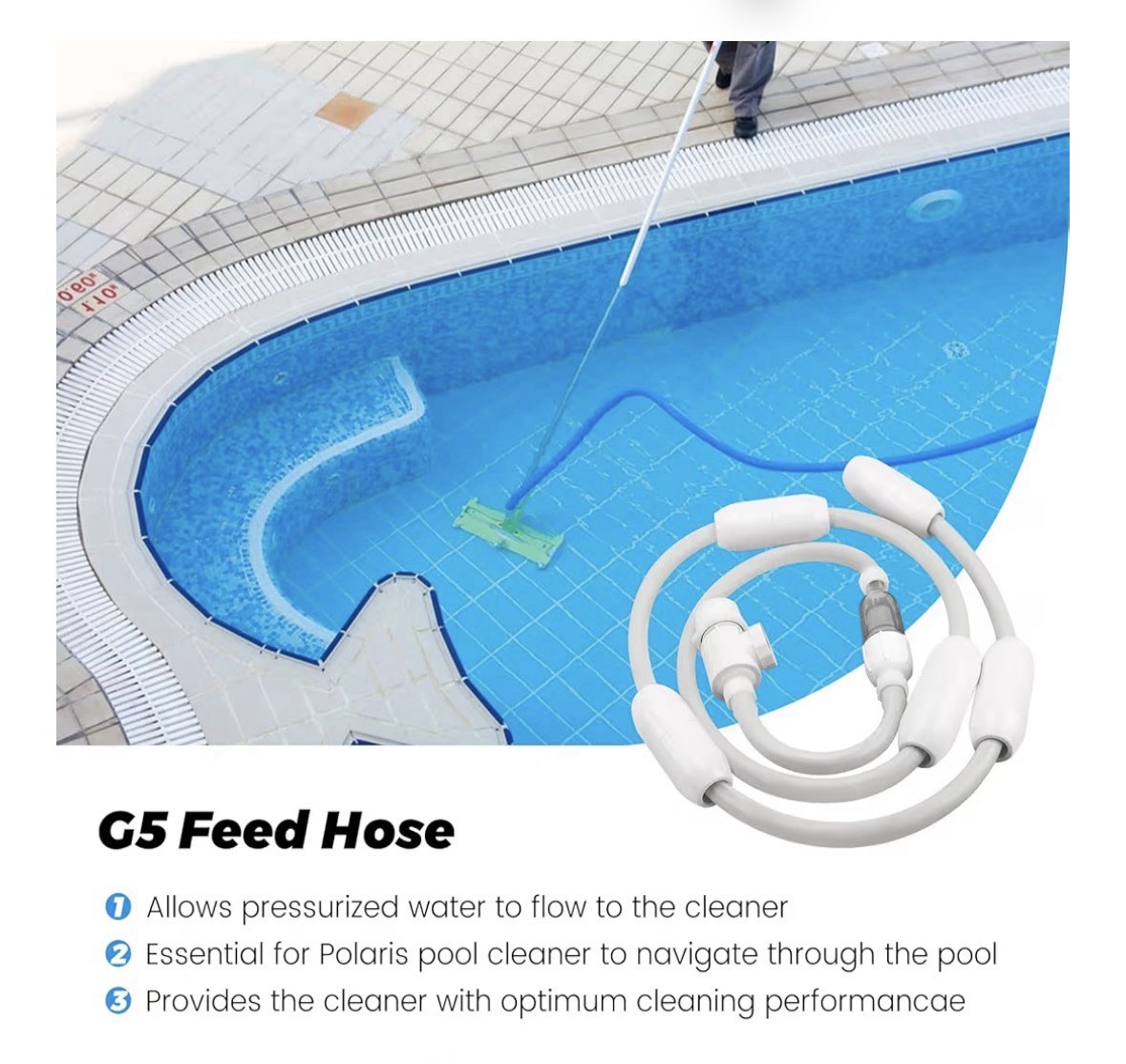 Feed Hose G5 Pool Cleaner Zodiac Polaris 280 380 180 3900 (Not 360) FACTORY SEAL