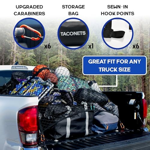 Upgraded Highly Elastic Cargo Net, USA Company, Full Size Trucks – Single Layer