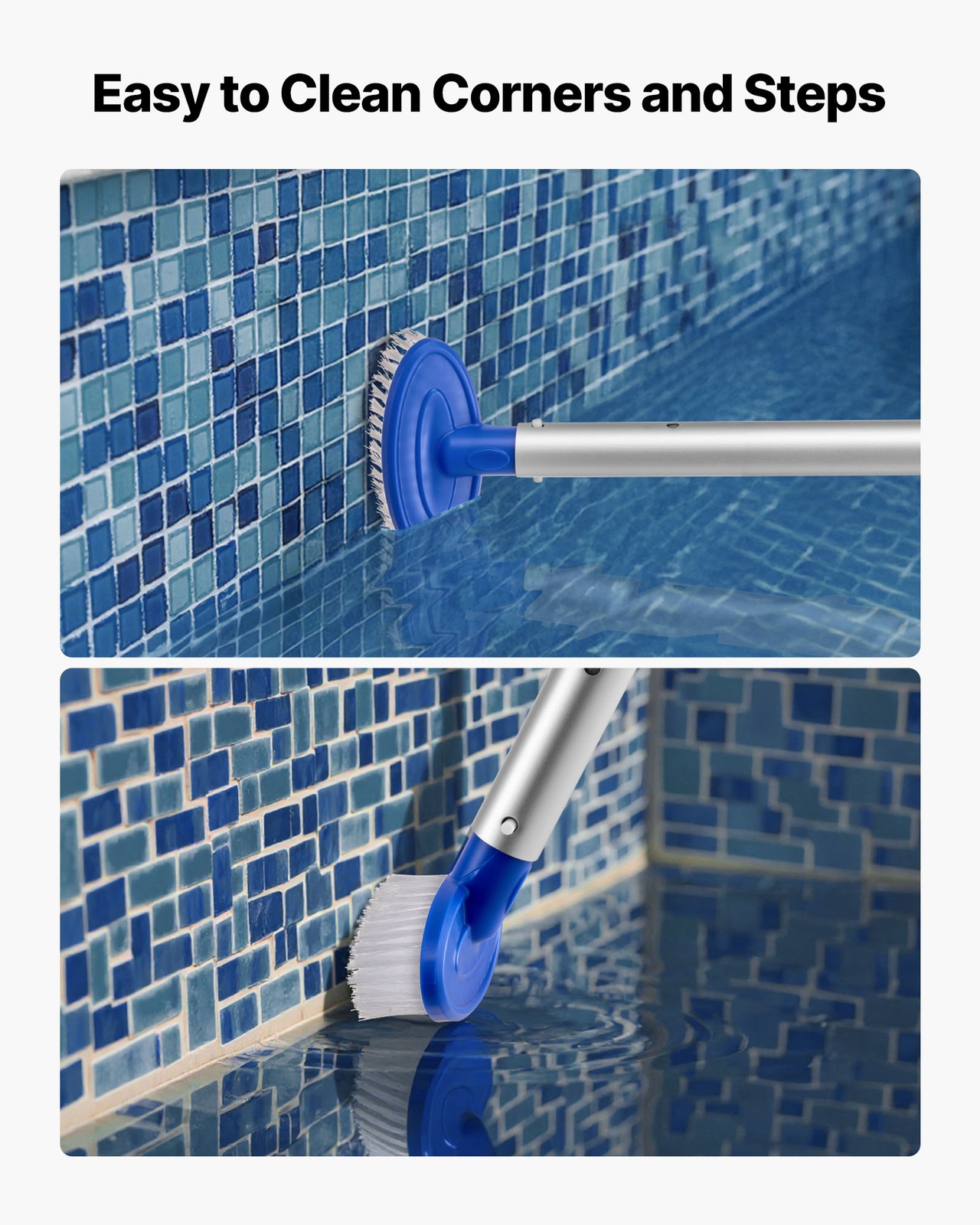 VEVOR Swimming Pool Cleaing Kit with Leaf Skimmer Bag Rake Nets & 2 Brush Heads