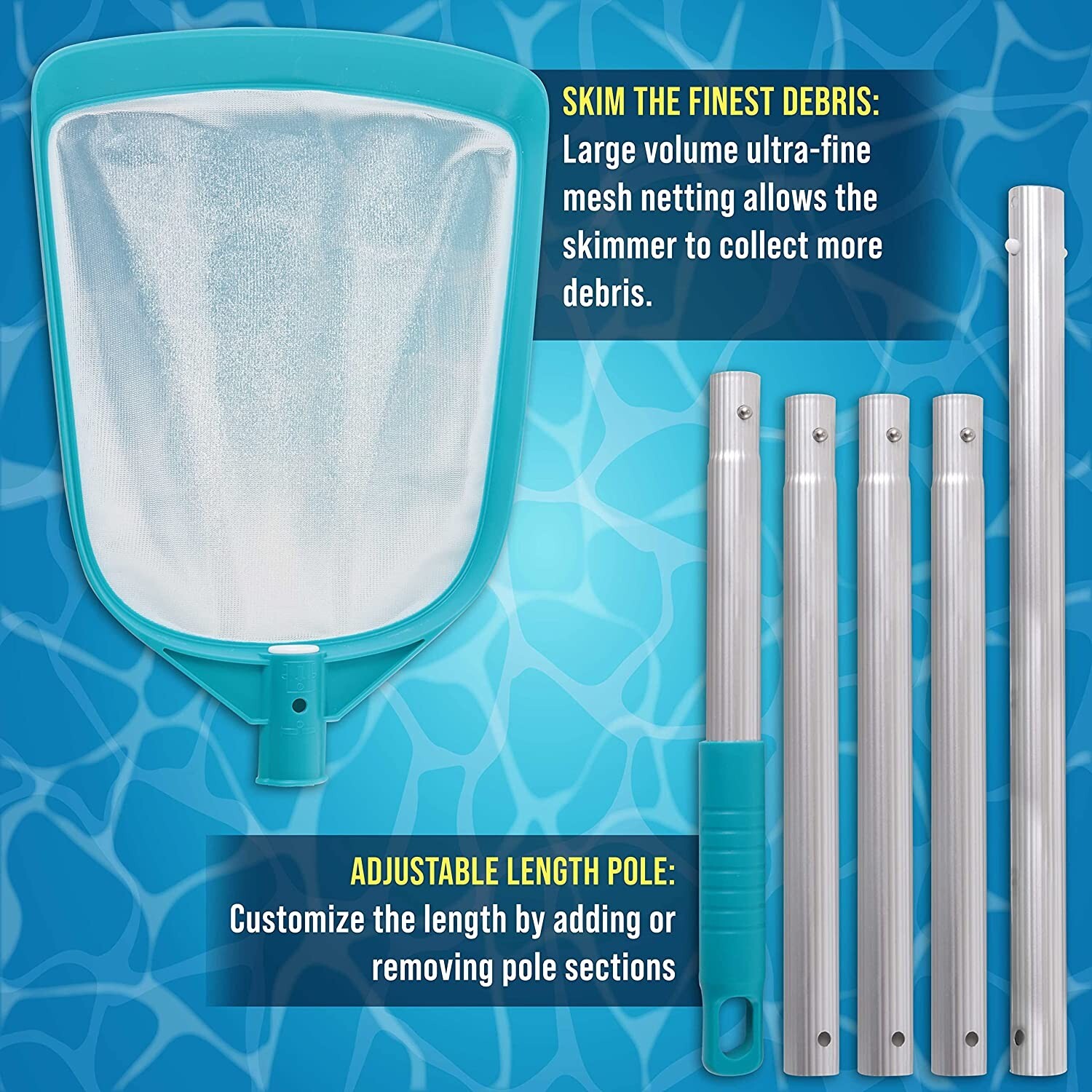 Escoba Con Red Malla Para Sacar Remover Limpiar Piscina Basura Hojas Estanques