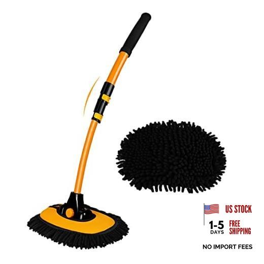 15° Curved Car Cleaning Brush with Telescopic Handle 43&Prime; Aluminum Alloy Long