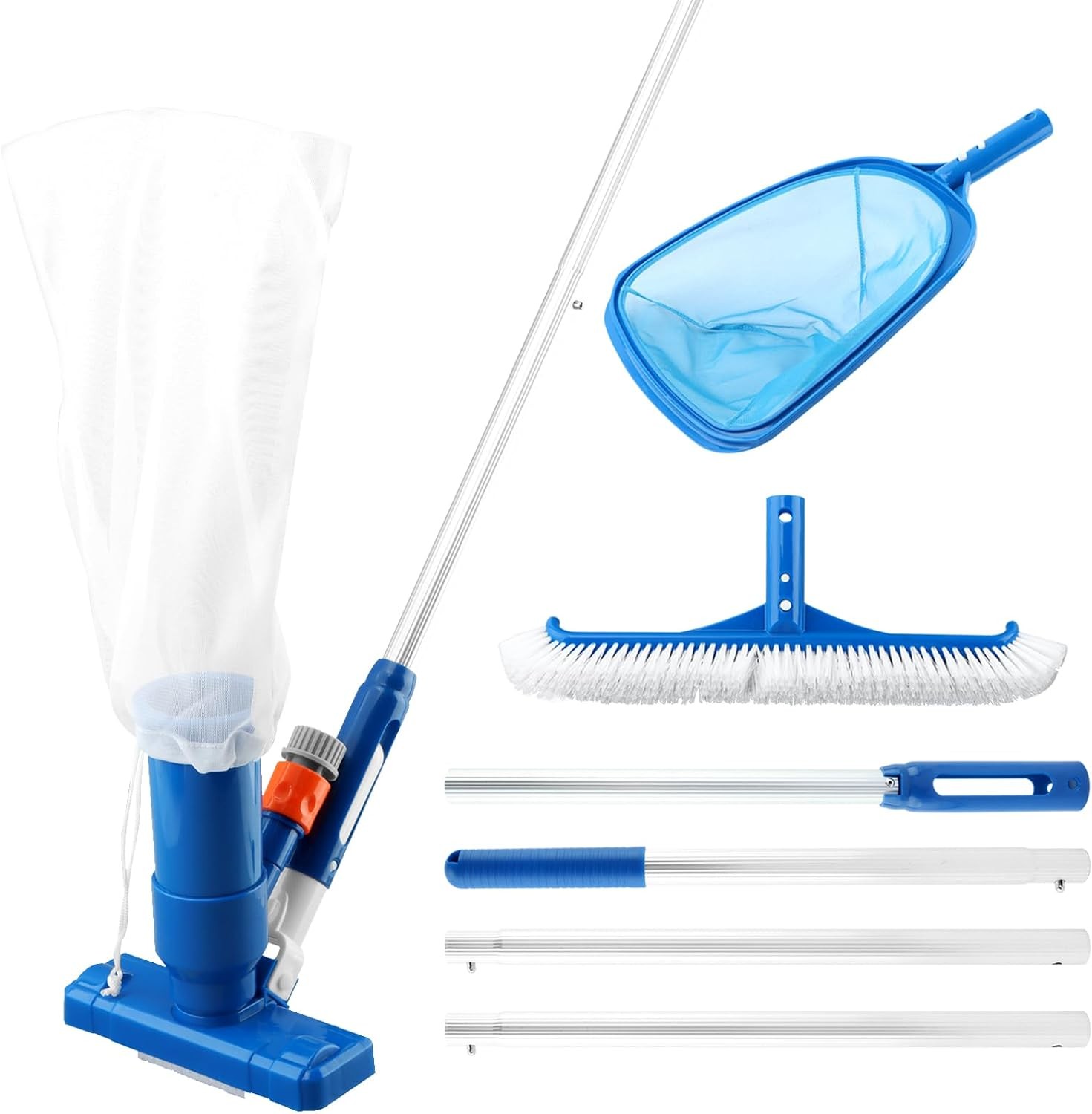 Pool Cleaning Kit: Jet Vacuum, Brush, Skimmer Net & 47-61&Prime; Pole