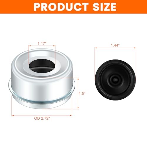 4 Pack 2.72&Prime; Trailer Hub Dust Caps Trailer Axle Wheel Hubs for 7000–8000 lb