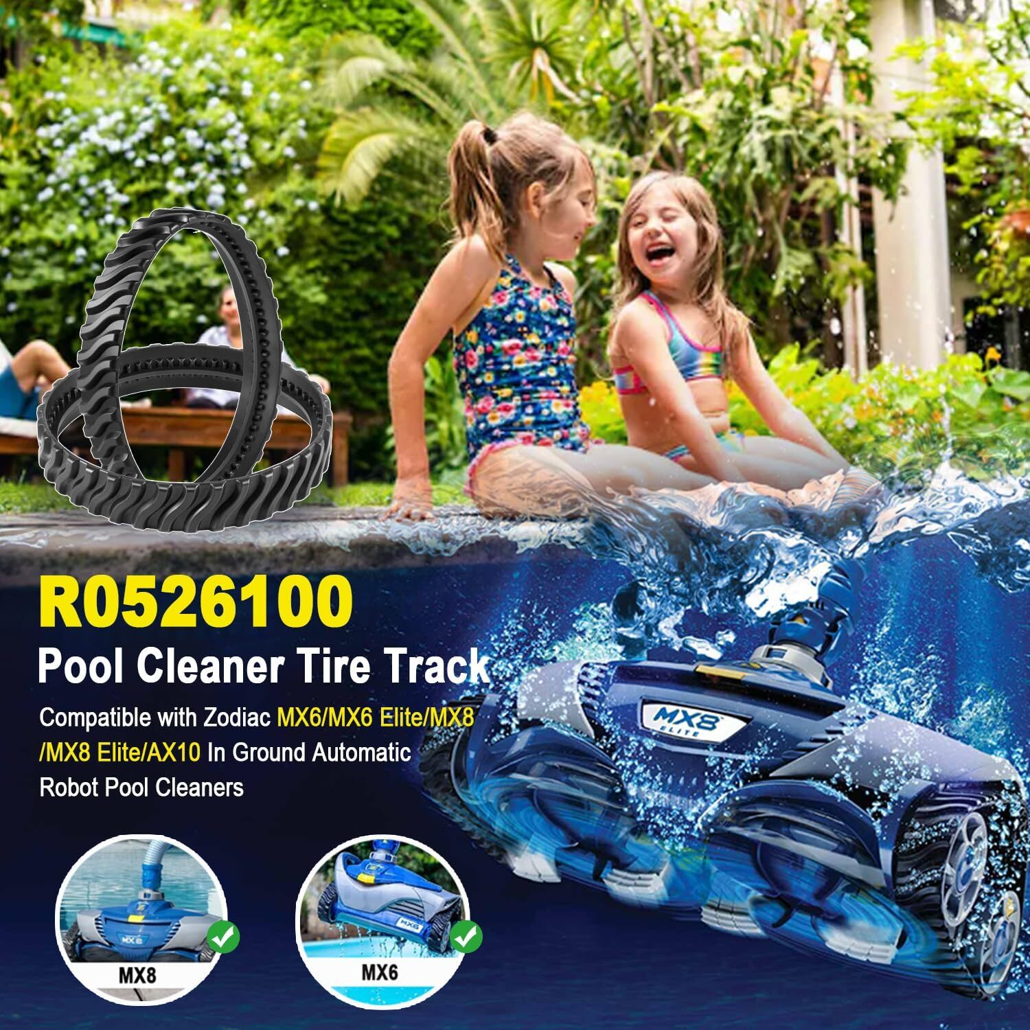 2 PK MX8 MX6 Pool Cleaner Tire Track R0526100 For Zodiac MX8 Elite, MX6 Elite