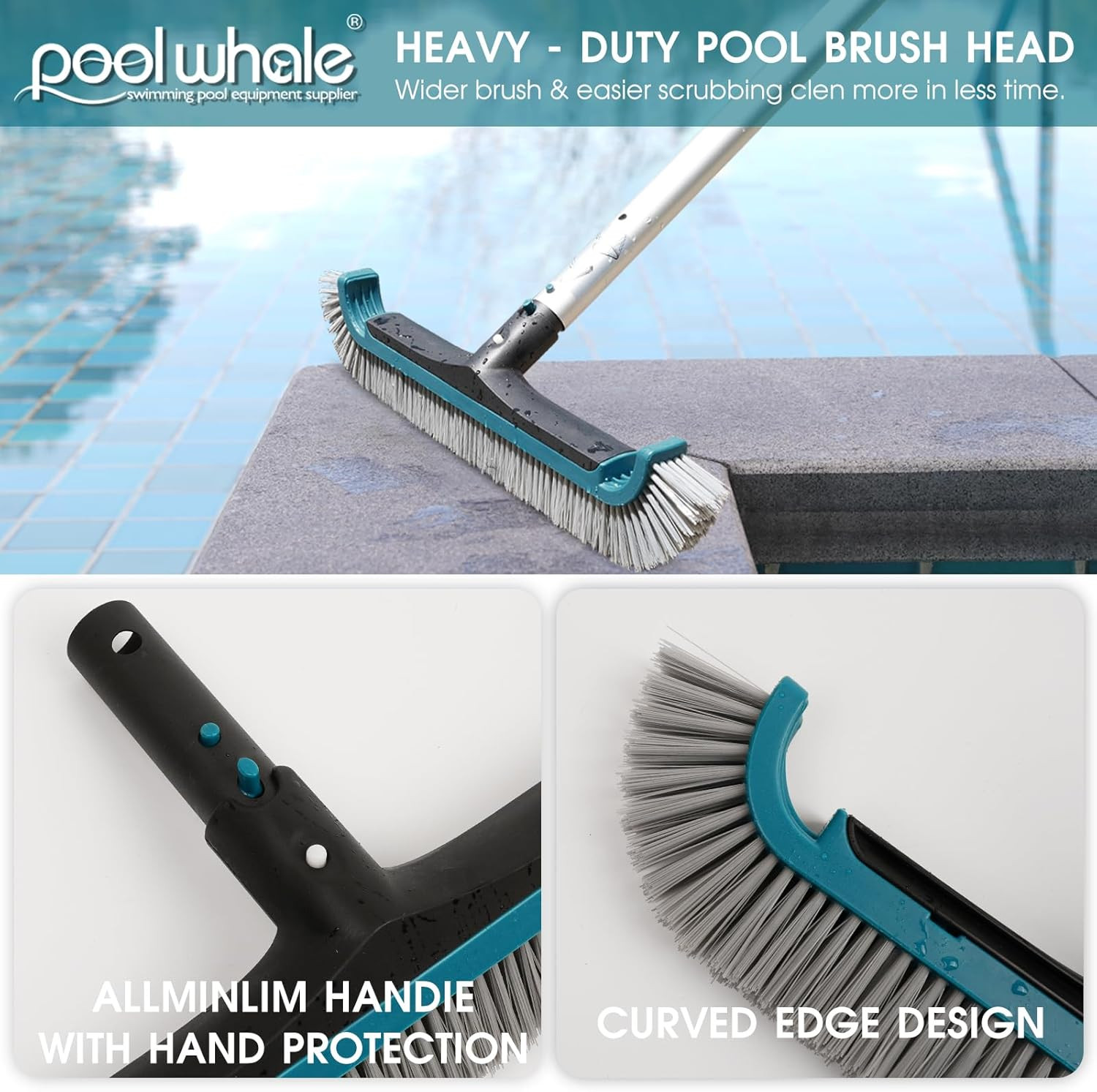 Swimming Pool Cleaning Kit – Aluminum Frame Skimmer Net with 10Ft Adjustable Pol