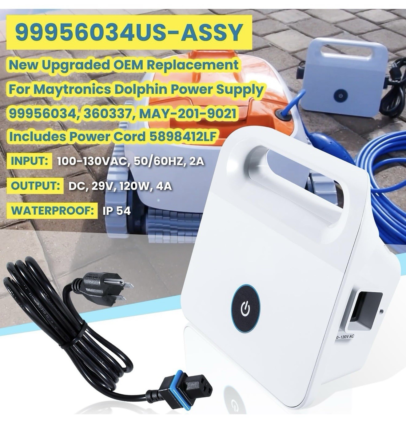 99956034 Power Supply for Dolphin Active 10,Solo,Cayman,Echo,Encore,Escape,E10,E