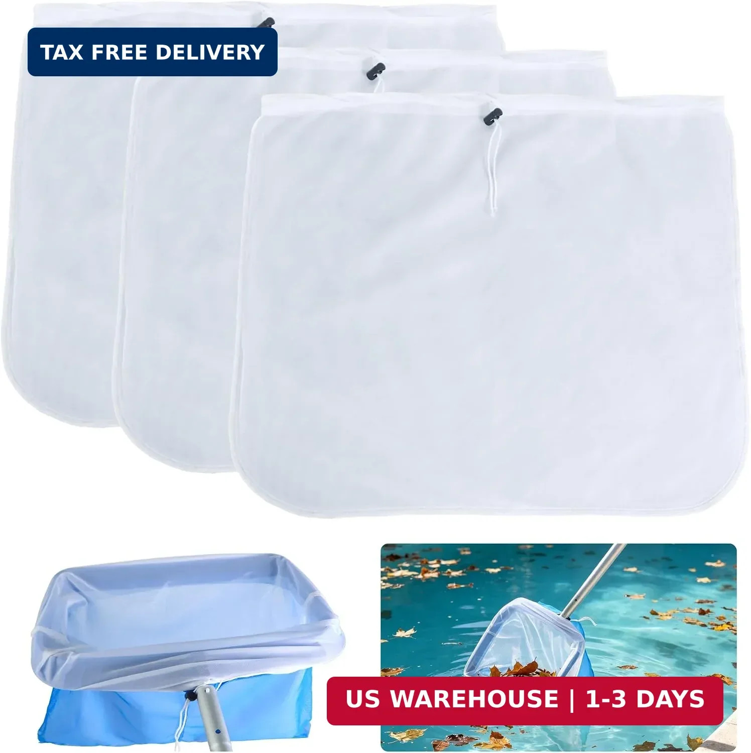 3 Pcs Ultra Fine Mesh Pool Skimmer Net Insert 26x22in Collect pool garbage | Cle