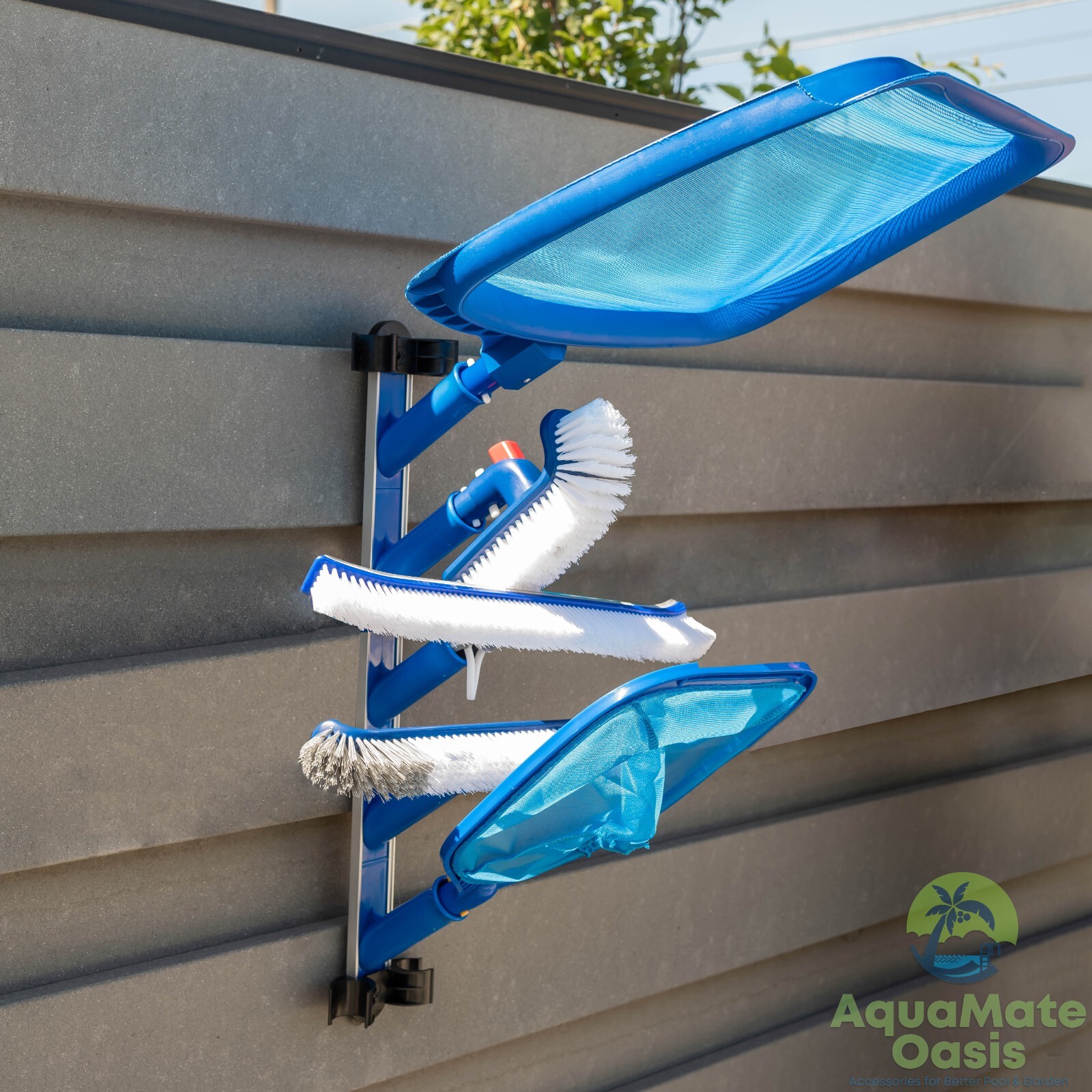 AquaMate Oasis Pool Tool Organizer, Pole Hangers, Vacuum Hose Harness