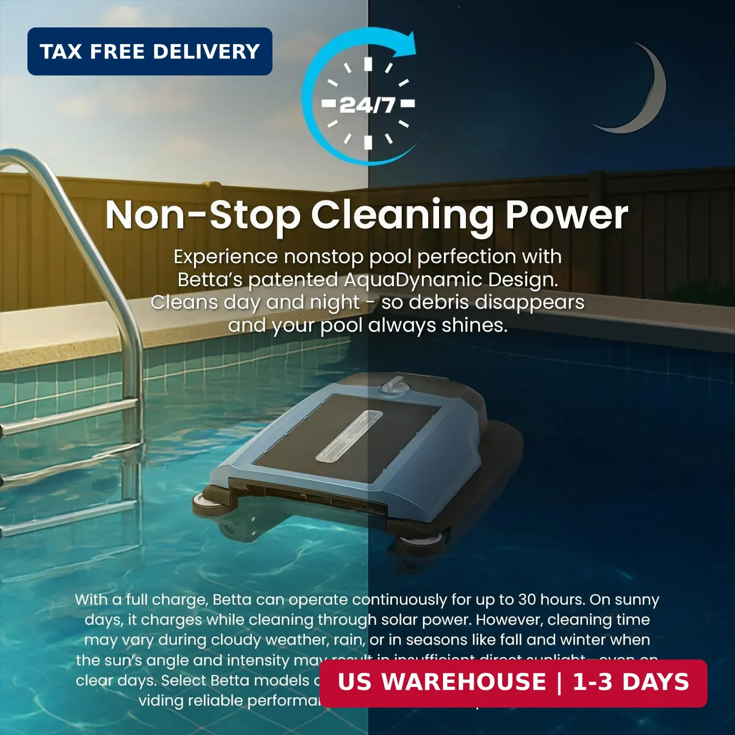 Betta Flex Solar-Powered Robotic Pool Skimmer – Cordless with Dual Cleaning Mode