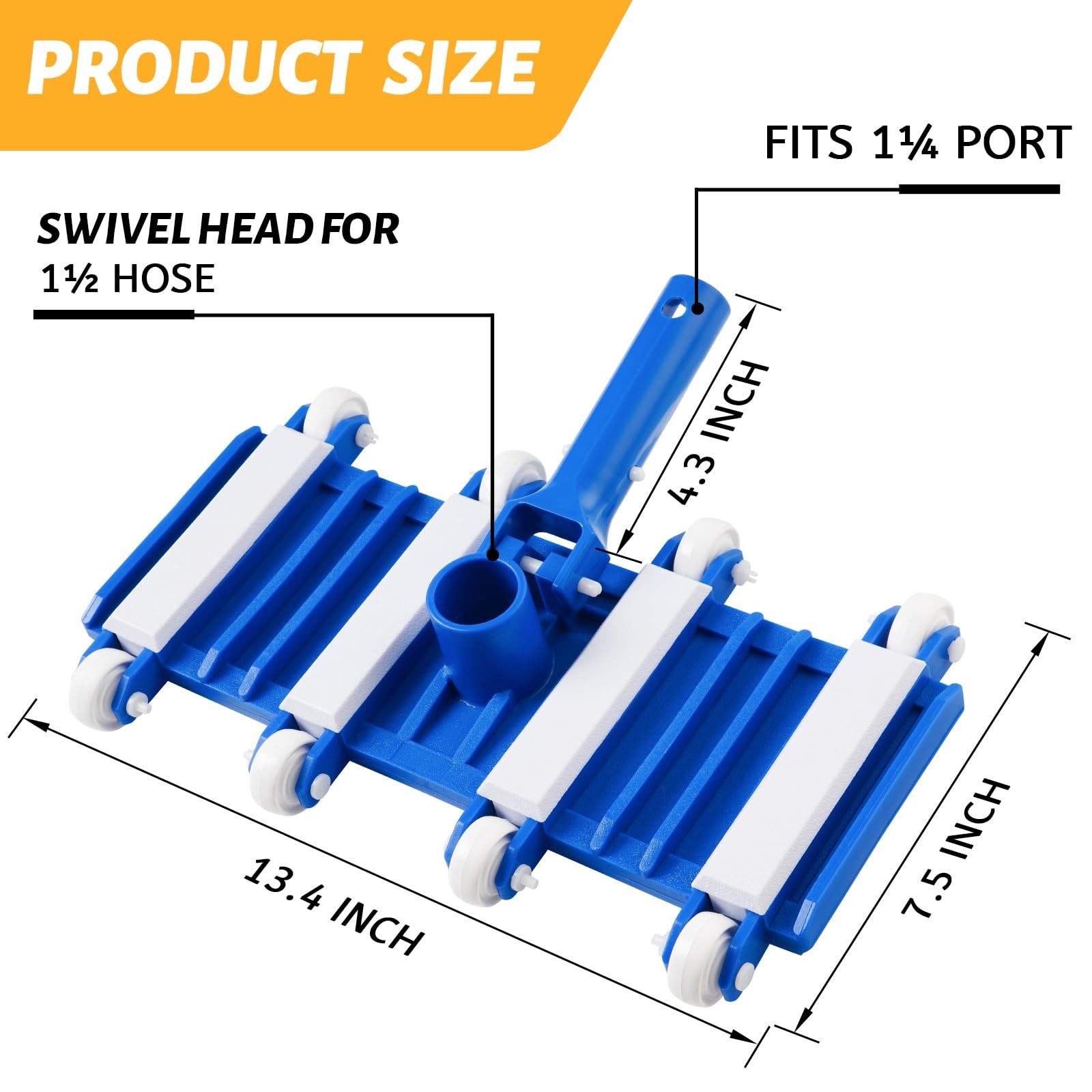 Pool Vacuum Head with Wheels, Flexible Swimming Pool Vacuum Head with Swivel,…