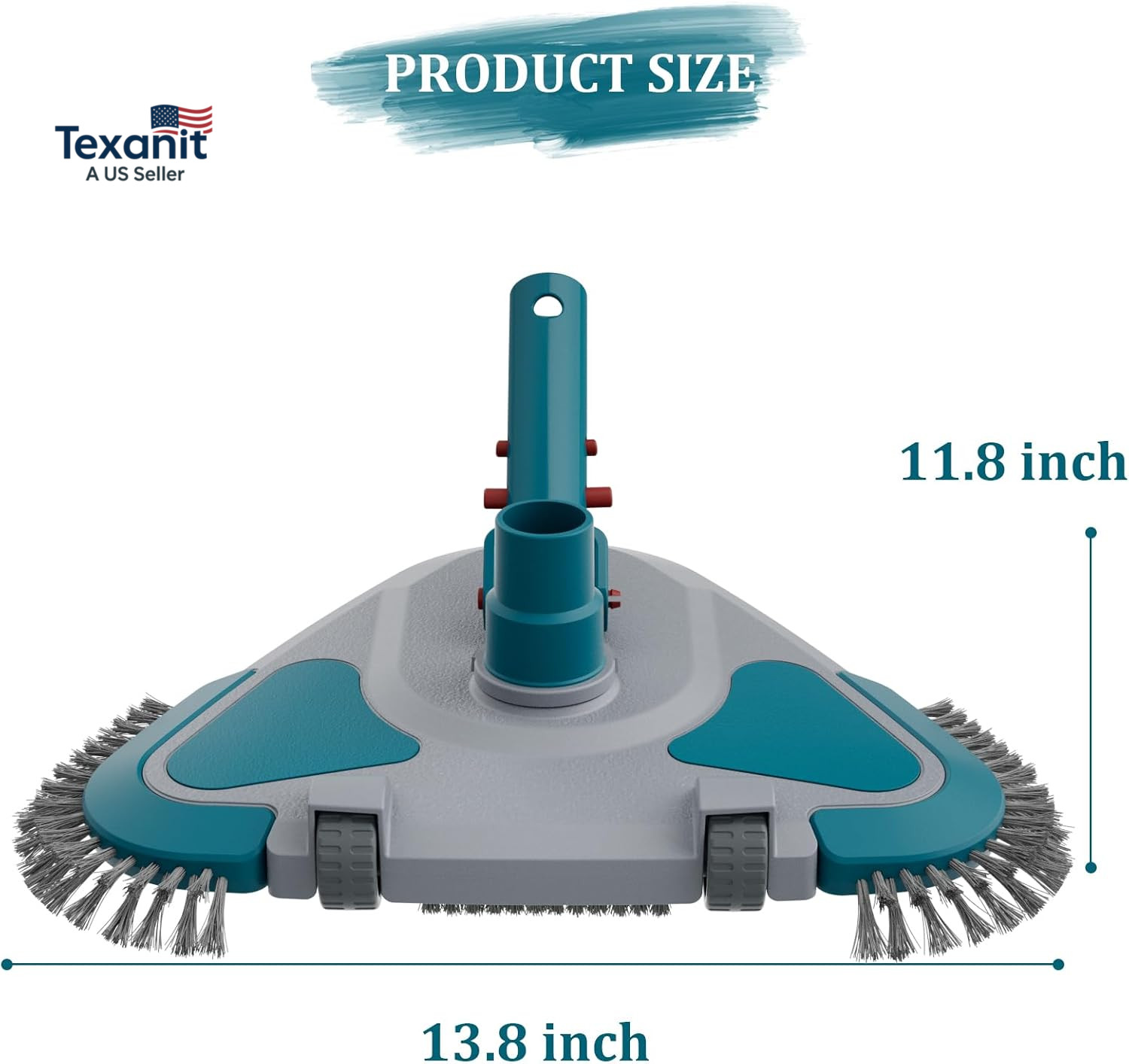 Upgrade Pro Weighted Triangular Pool Rotative Vacuum Head with Brush & EZ Clip H