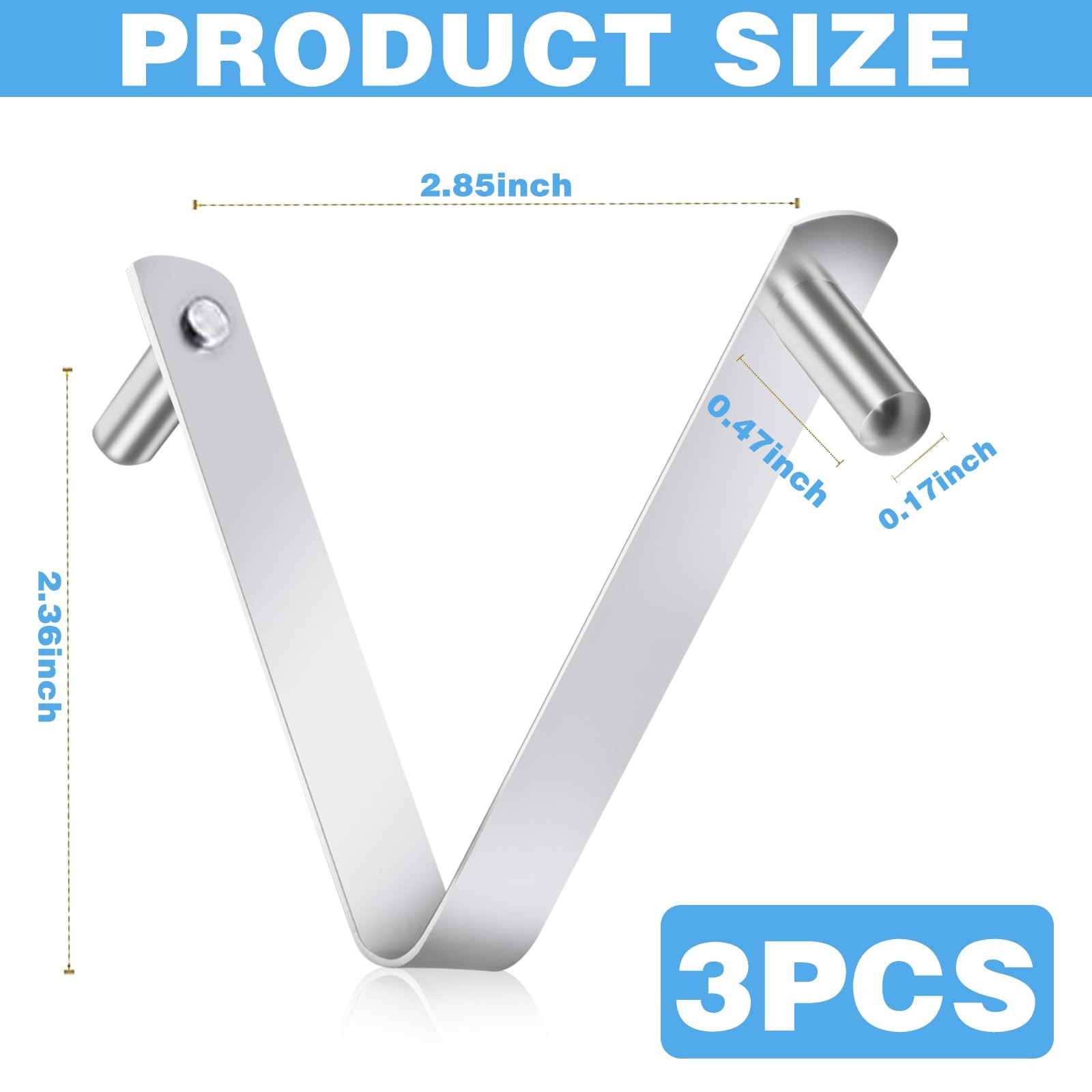 Pool Brush Clips Stainless Steel V Shape 3Pcs Pole Attachment Swimming Spa