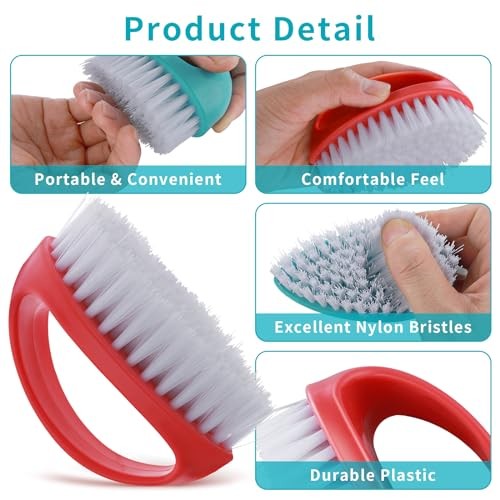 Amaxiu Heavy Duty Nail Brushes – 2pcs Grip Clean – Red, Blue