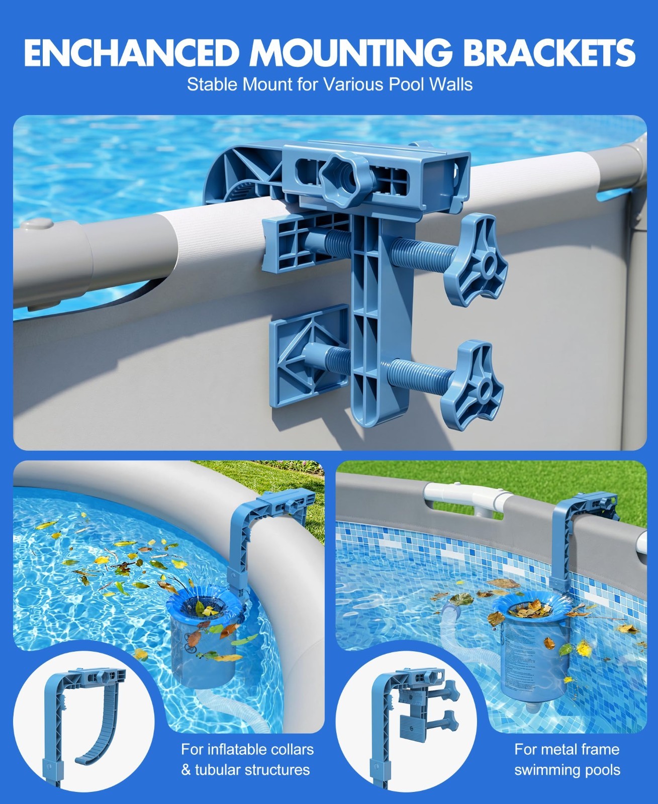 2026 Above Ground Pool Skimmer with 3 Socks | Wall Mount Surface Cleaner, Anti-T