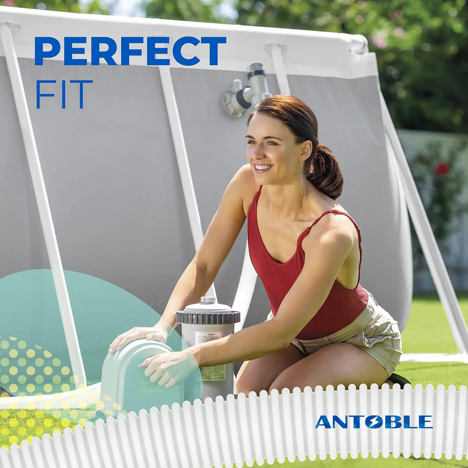 ANTOBLE 1.25 Inch 3ft Pool Hose for Intex, Swimming Pump White
