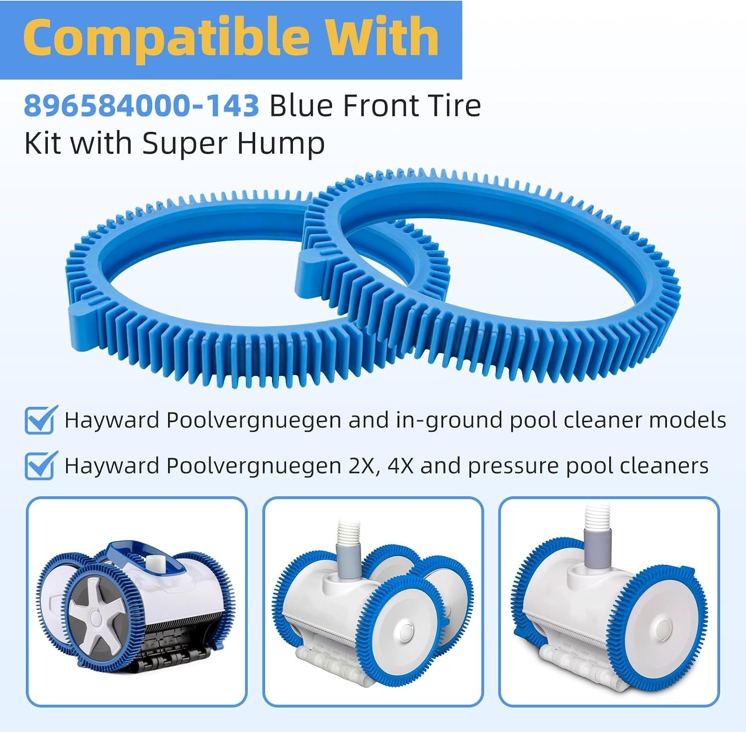 Pool Cleaner Tires 2-Pack Front Replacement Wheels