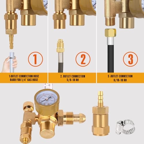 BO WELD Argon CO2 Regulator Flow Meter Gas Regulator Gas Regulator with Hose