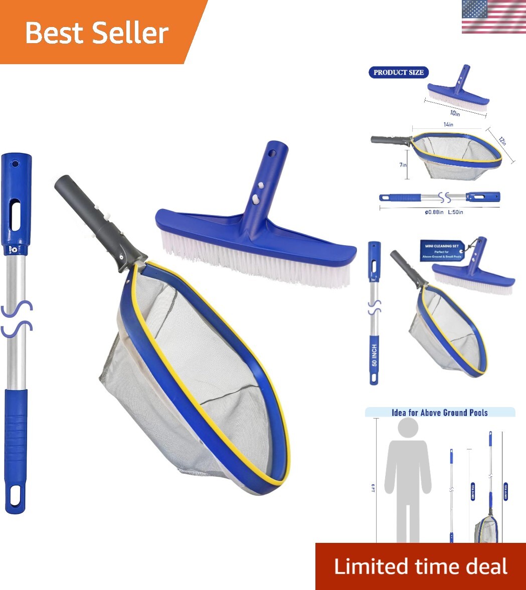 Versatile Pool Cleaning Brush Set for Above Ground Pools & Hot Tubs – Blue