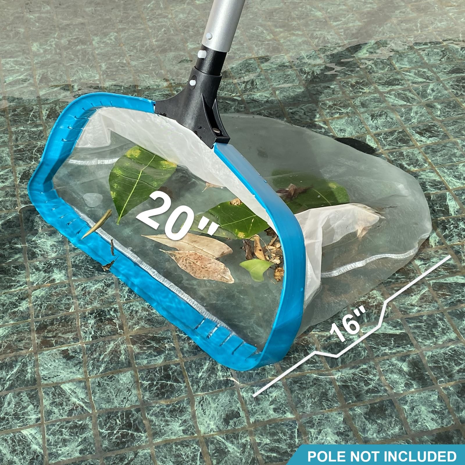 Pool Leaf Skimmer Net Swimming Pool Cleaning Rake Fine Mesh Aluminum Frame 20 In