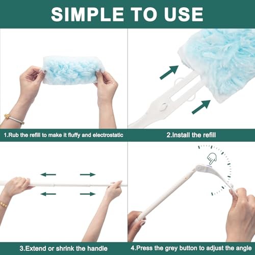 Heavy Duty Duster Handles Replacement Compatible with Swiffer Duster Refills,