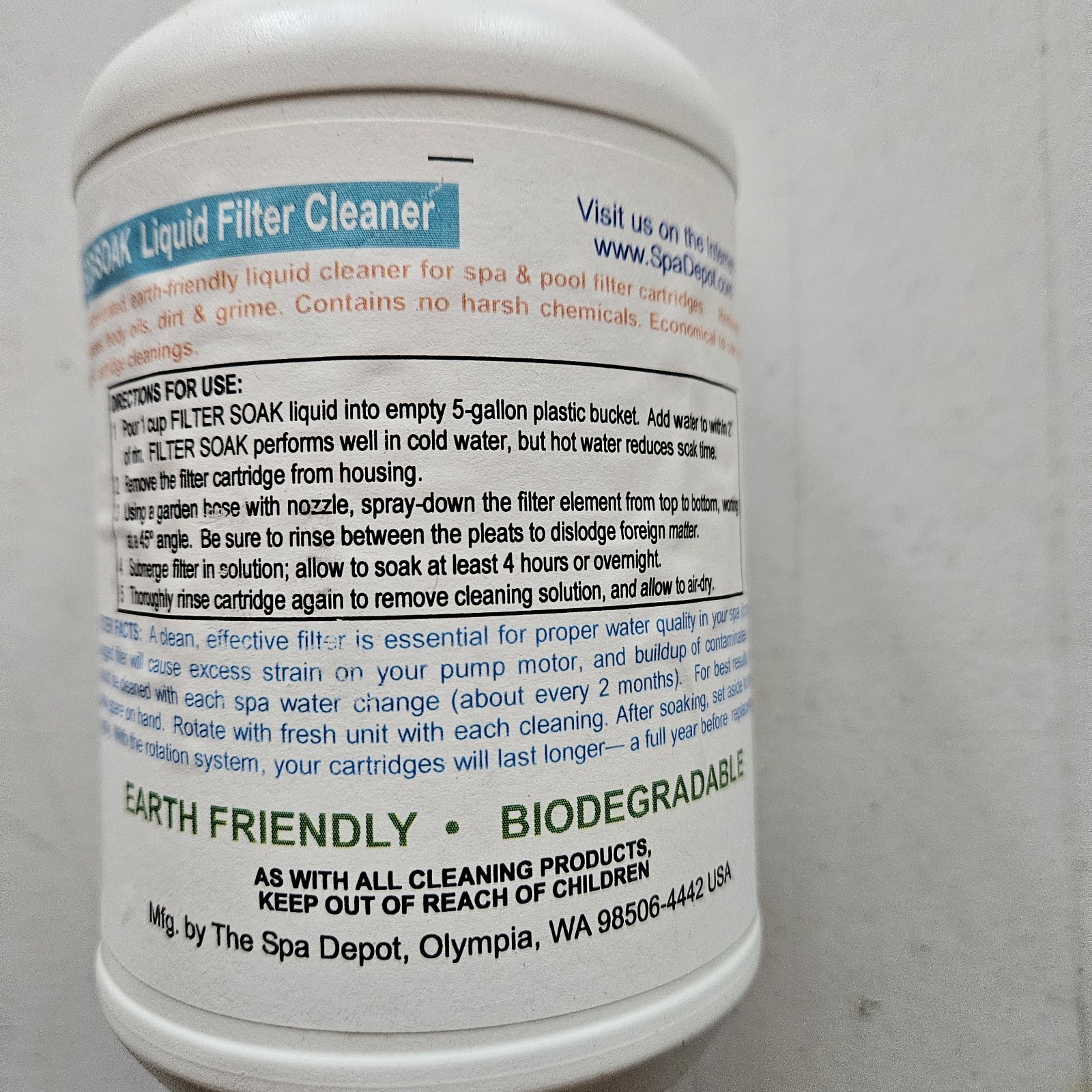 Liquid Spa and Pool Filter Cleaner – 1 Quart by Spa Depot