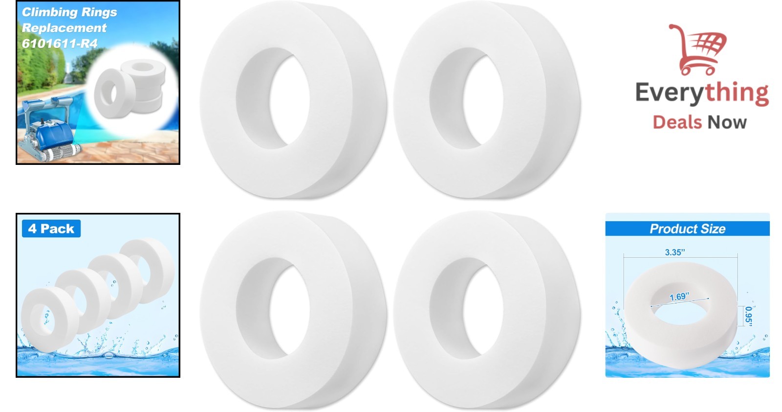 4 Pack Durable Climbing Rings for Maytronics Dolphin Pool Cleaners Easy Install