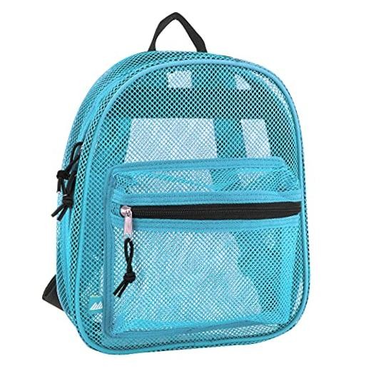 Mini 11 Inch Transparent Mesh Backpack for Women, Girls for School, Beach Aqua