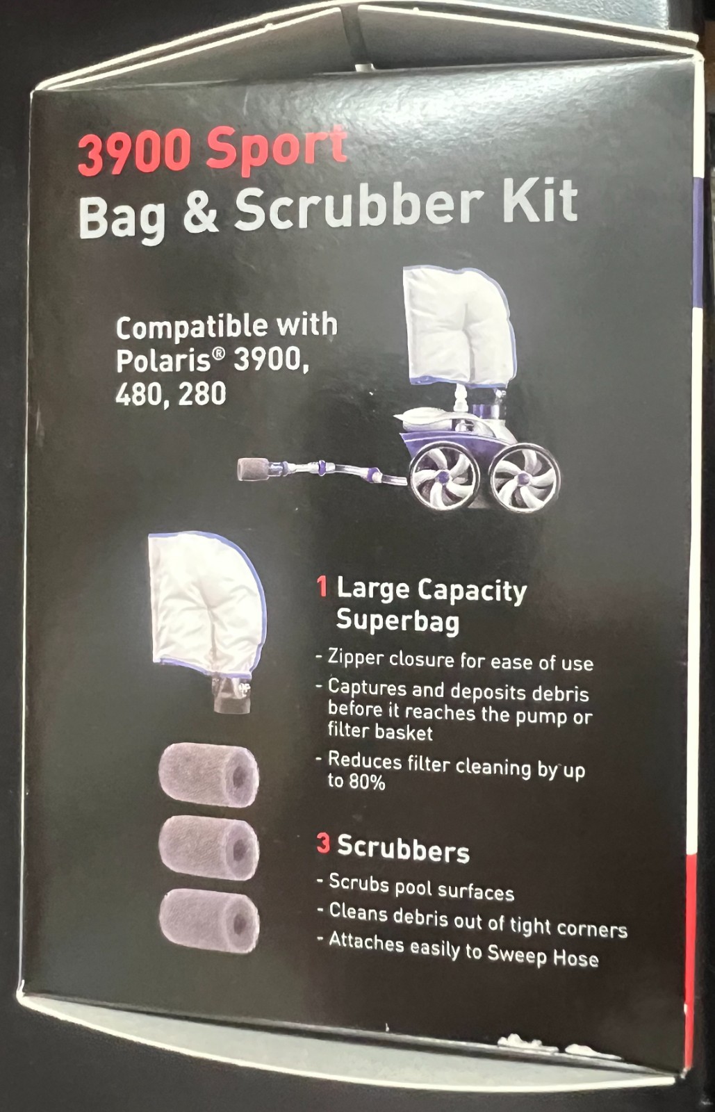 Polaris 3900 Sport Superbag Zipper 39-310 Super Bag with 2 Tail Scrubbers 2886