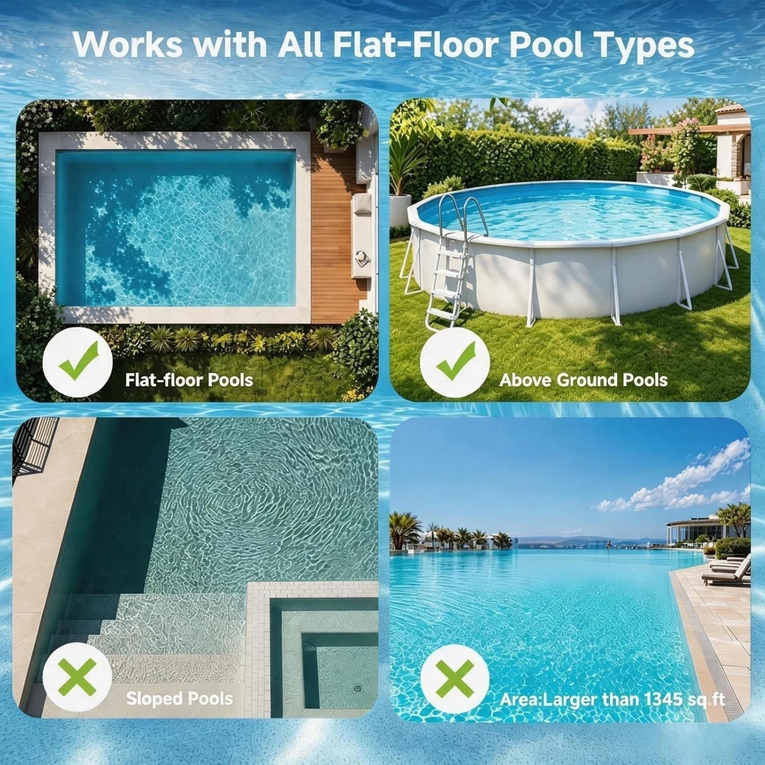 PF1 Cordless Pool Vacuum Cleaner Robot for Above & In-Ground Pools