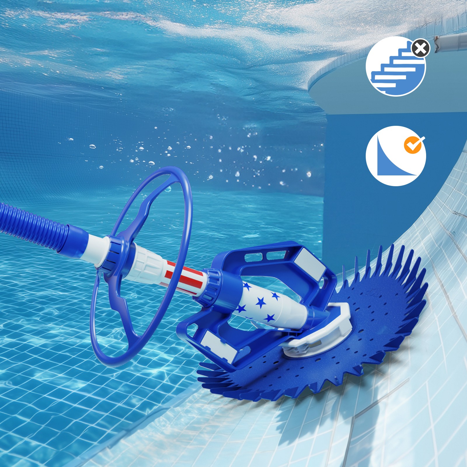 Swimming Pool Vacuum Cleaner Set, Automatic for Outdoor Swimming In Ground Pools