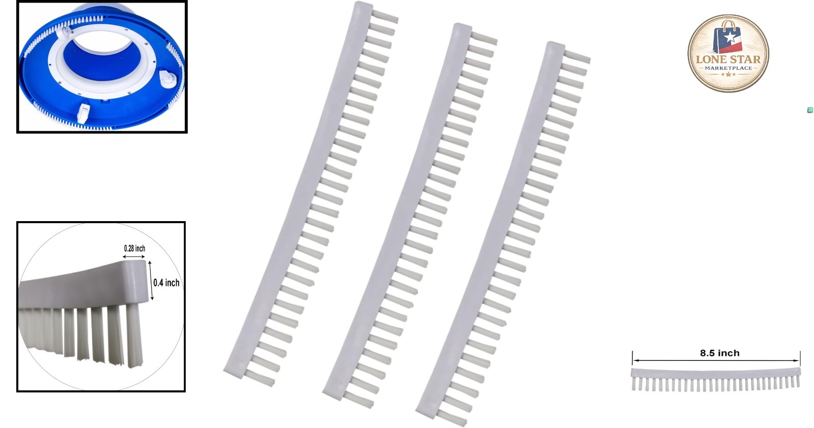 Medium Firmness Pool Leaf Bagger Brush Strips – 3 Count for Efficient Cleaning