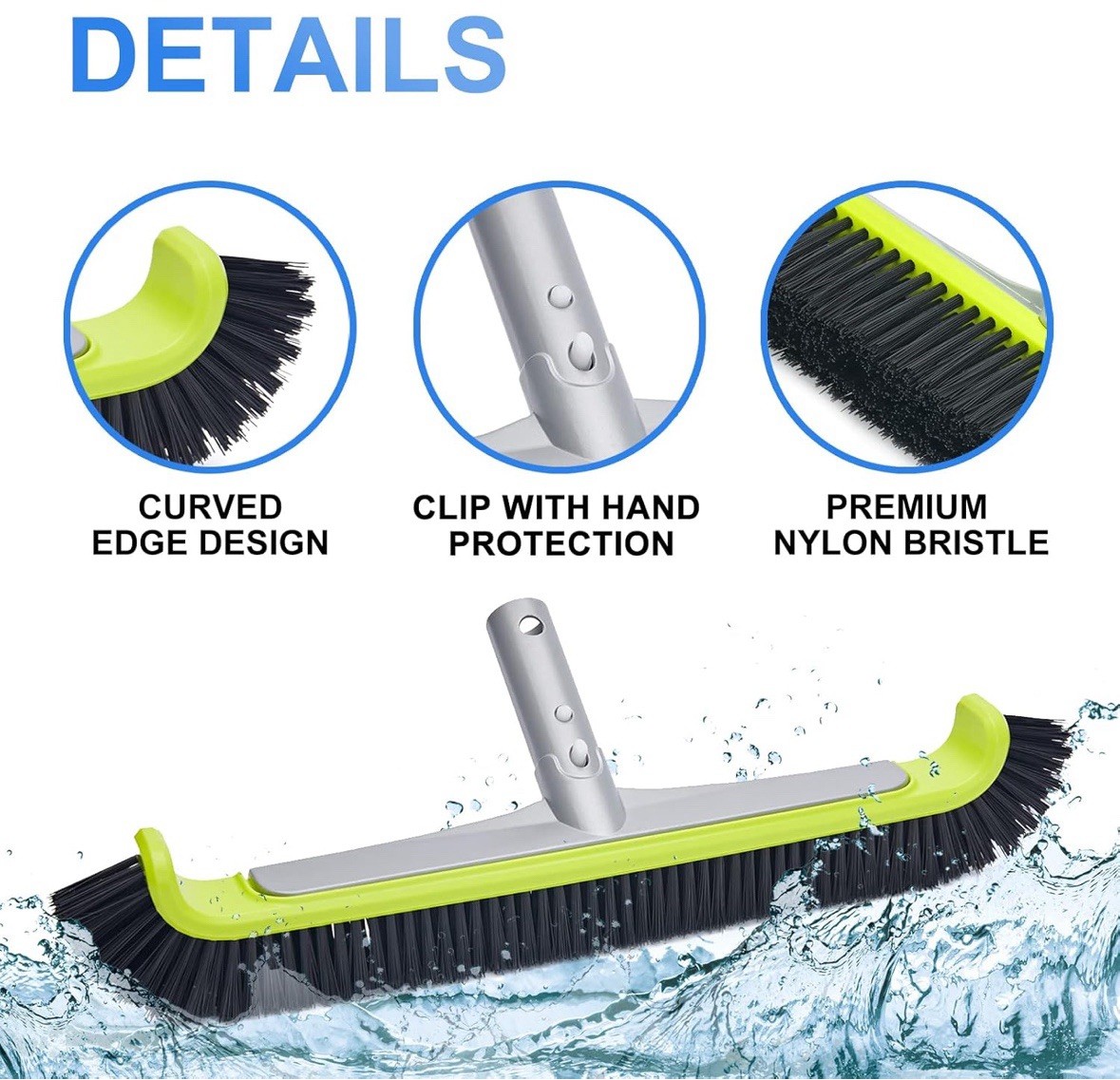 Swimming Pool Wall Brush 17.5 Inch