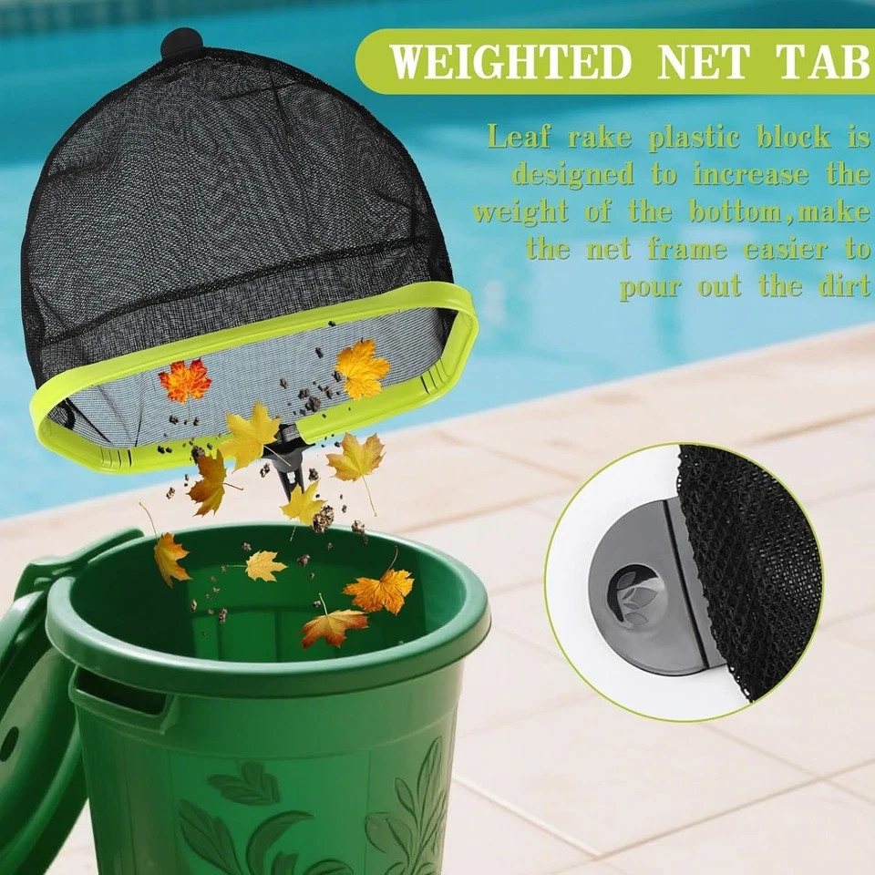 Double-Layer Deep Bag Pool Skimmer Net with Reinforced Frame – Fine Mesh Pool Le