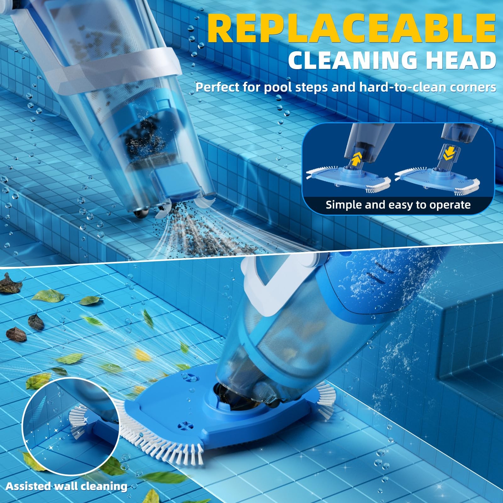 PACOVY Dark Blue Cordless Pool Vacuum 1590 GPH