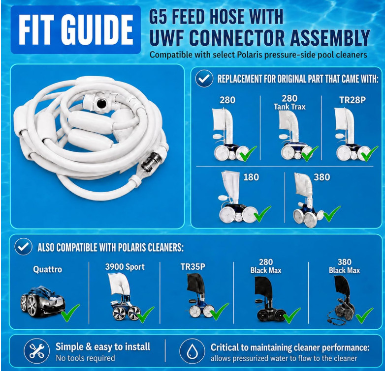 G5 Pool Cleaner Feed Hose Replacement Compatible with Polaris 280, 380, 180, 39