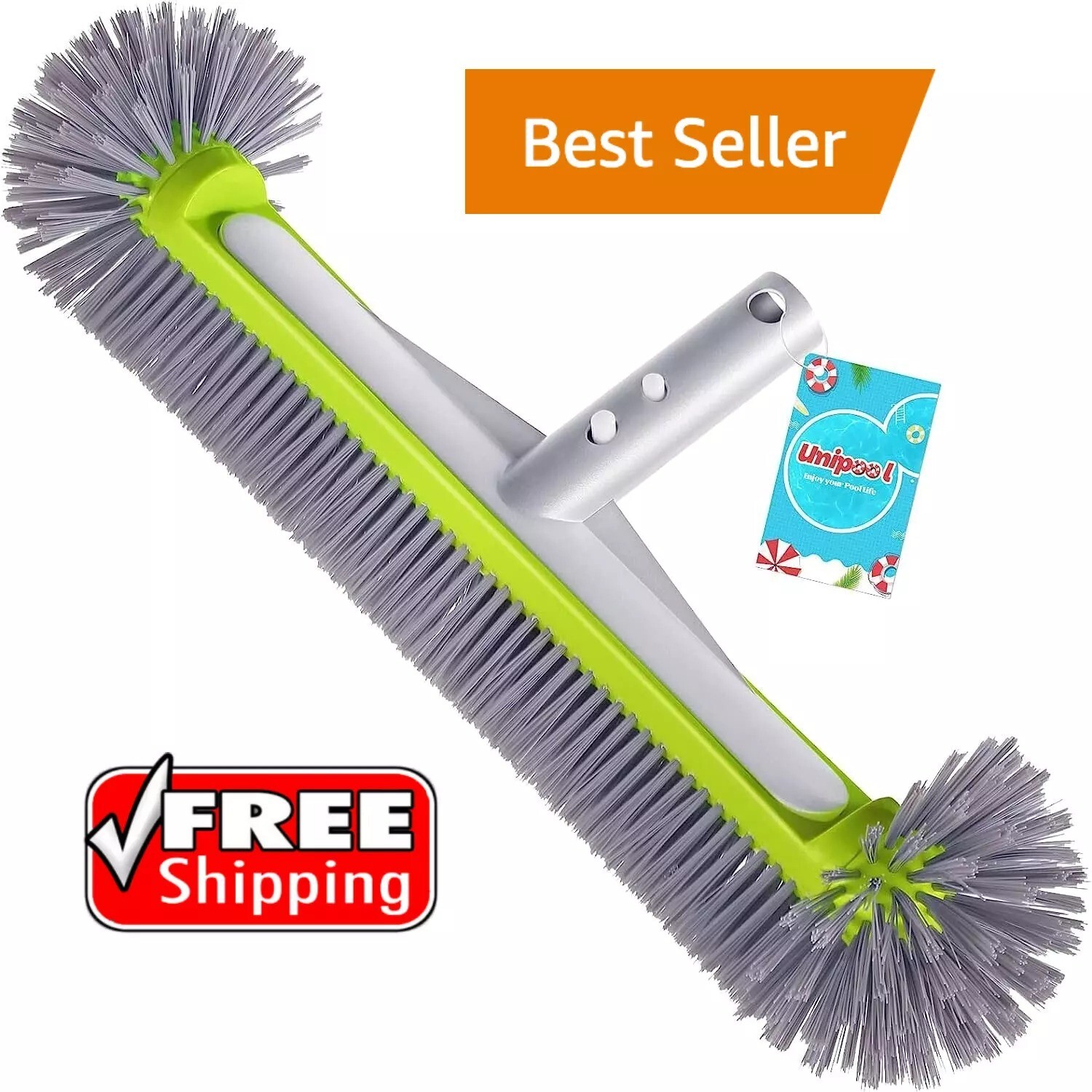 Professional Swimming Pool Brush Head with round Ends,17.5&Prime; Heavy Duty Aluminum