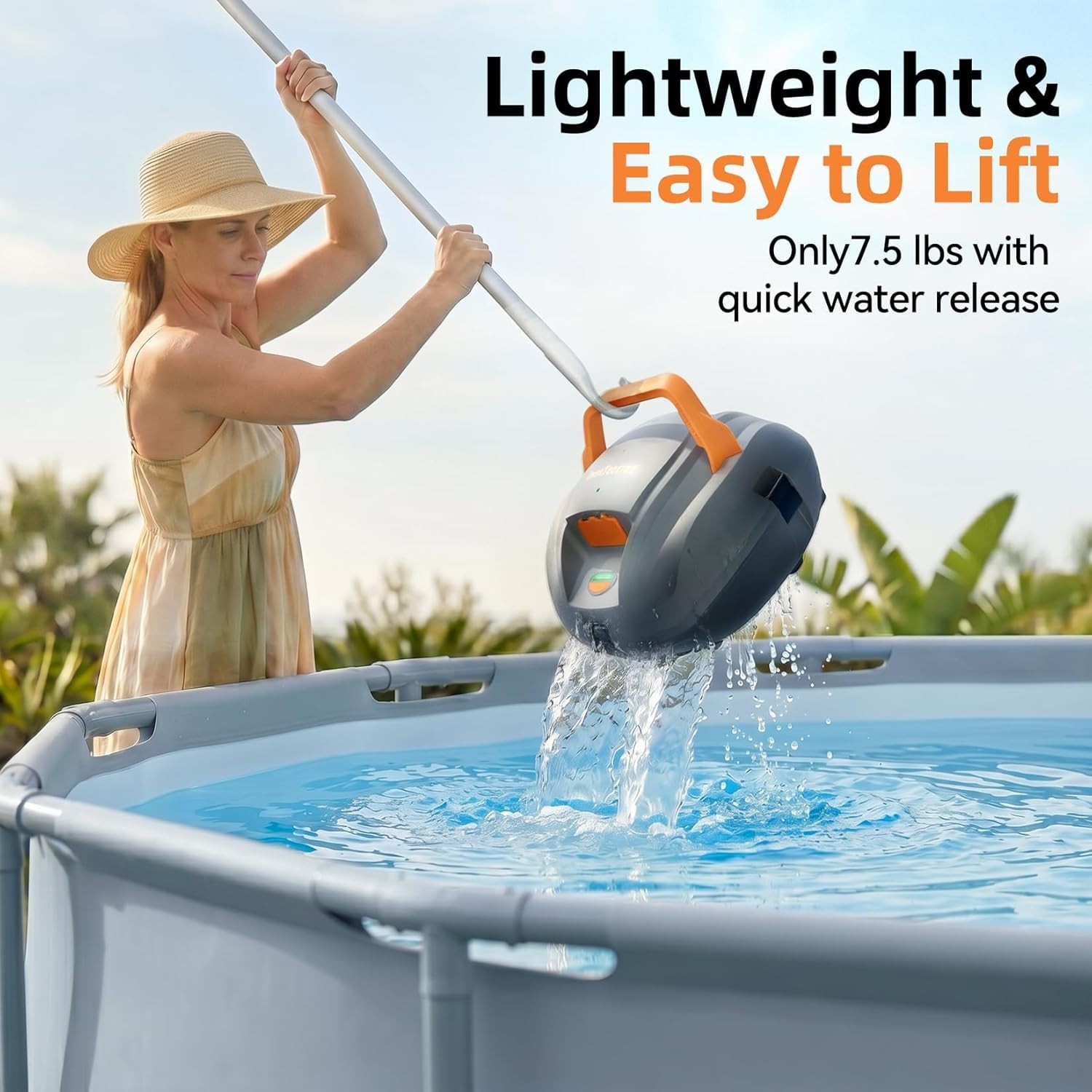Powerful Dual-Motor Pool Cleaner – Easy Push Button Operation, Cordless Design