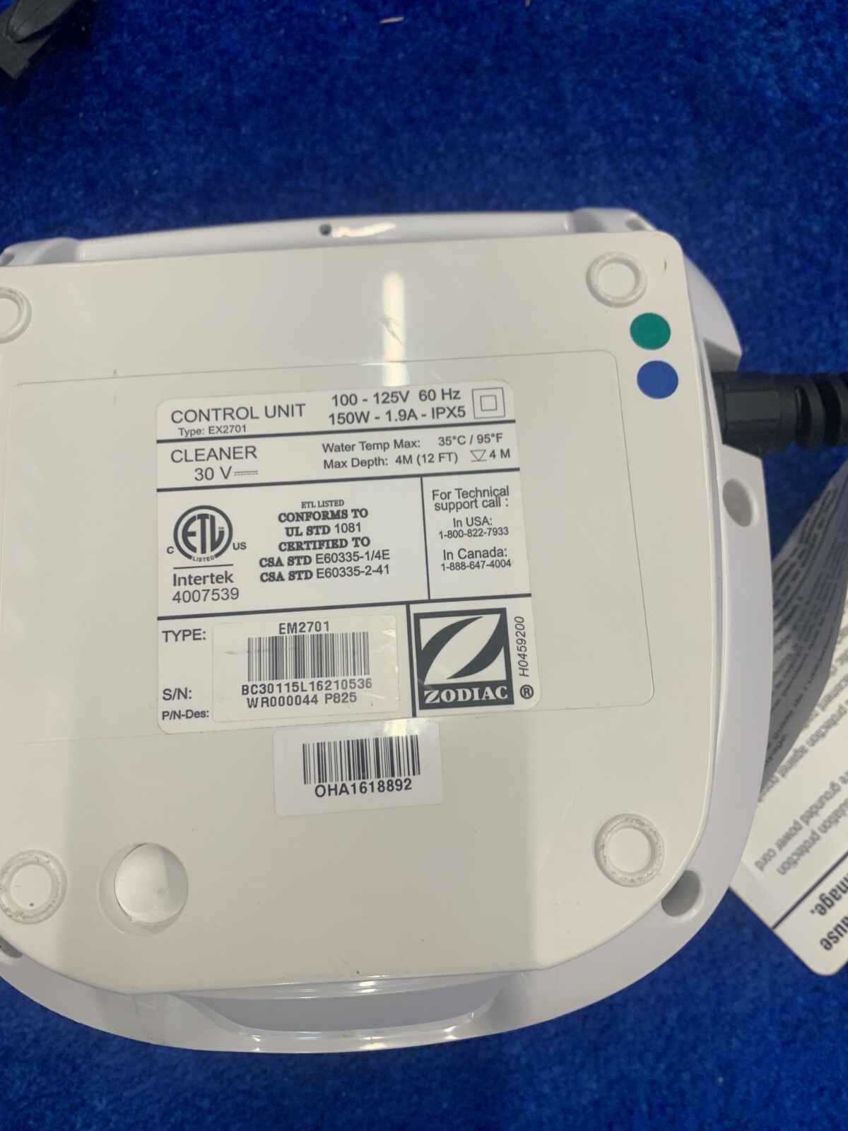ZODIAC POLARIS P825 POWER SUPPLY CONTROL WR000044 ( USED GOOD WORKING CONDITION