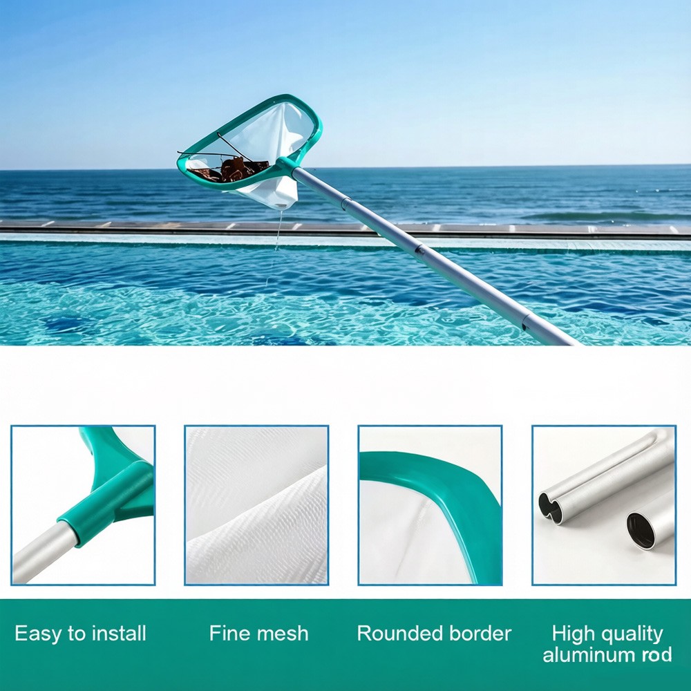 Swimming Pool Leaf Rake Heavy Duty Skimmer Net Fine Mesh Deep Bag，1pcs