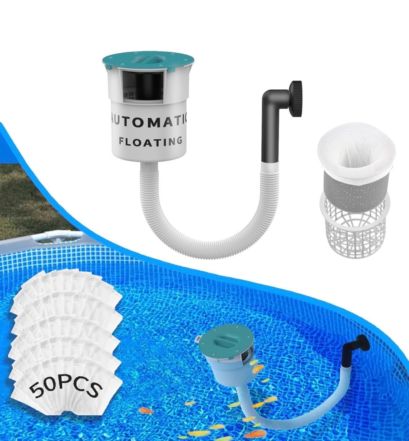 Automatic Floating Above Ground Pool Skimmer Leaf Debris Collector 10 Pack