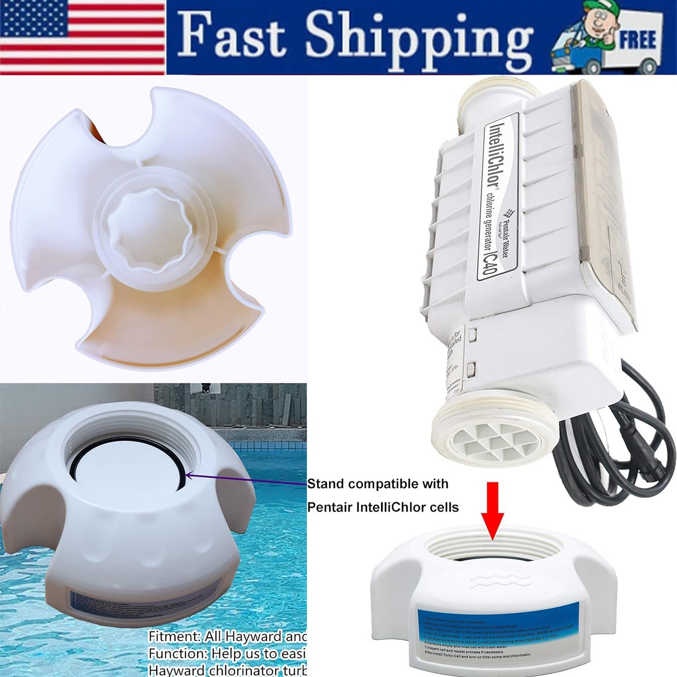 Pool Cleaning Stand GLX-CELLSTAND for All Hayward & 520670 IntelliChlor Acid Was