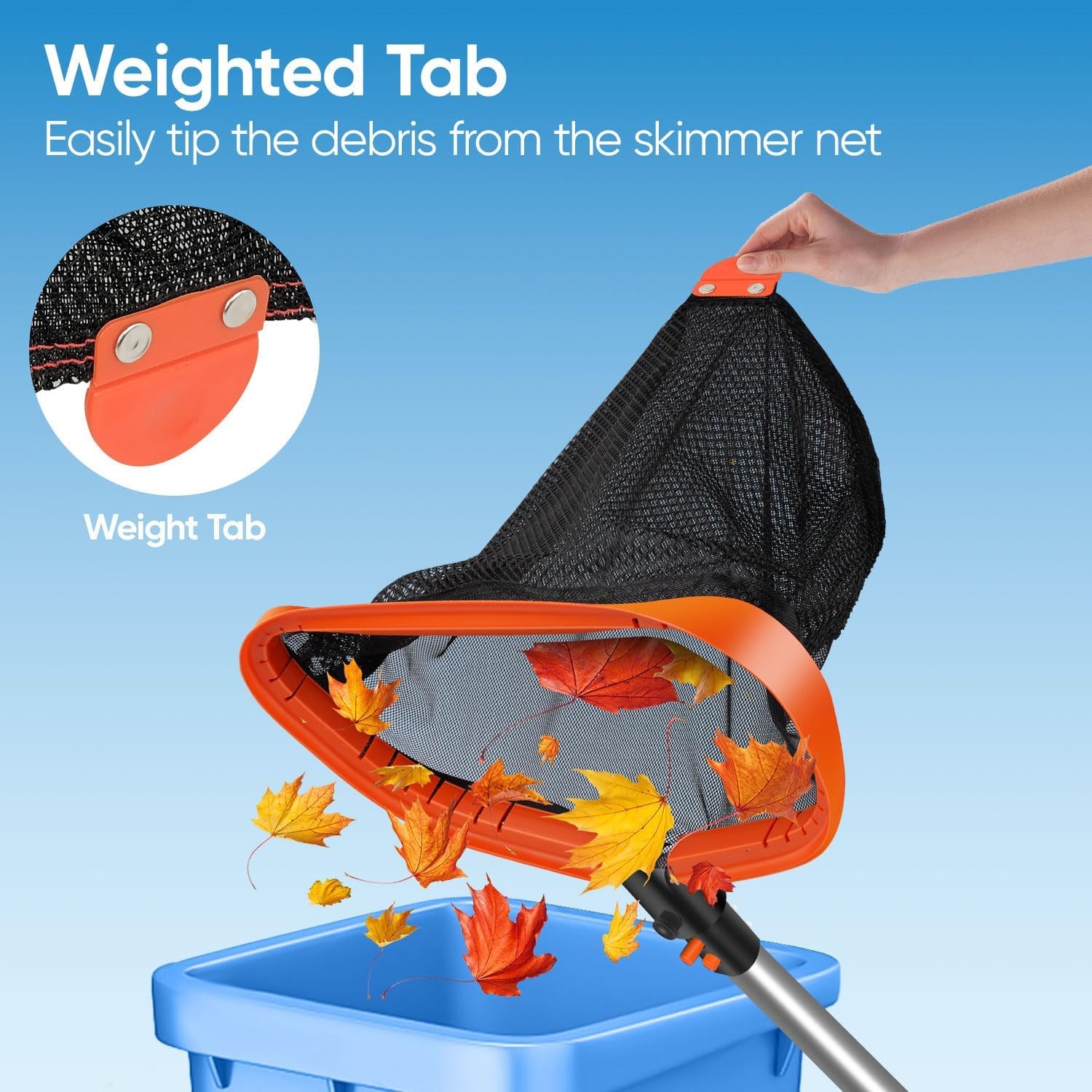 17.5&Prime; Pool Net, Pool Skimmer Net with Double-Layer Netting Bag, Aluminum Frame,
