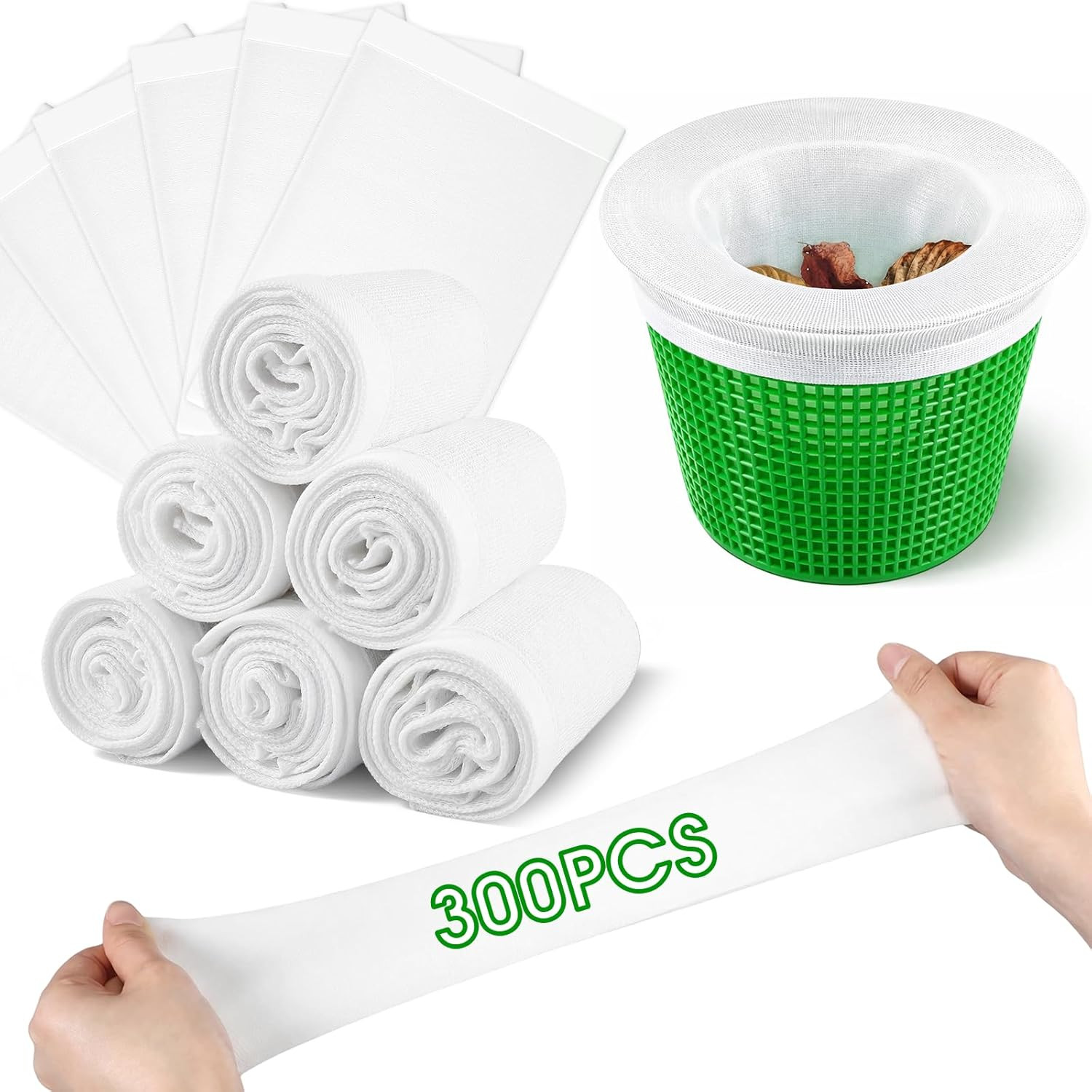 300 Pack Pool Skimmer Socks – Fine Mesh Filter for Pools