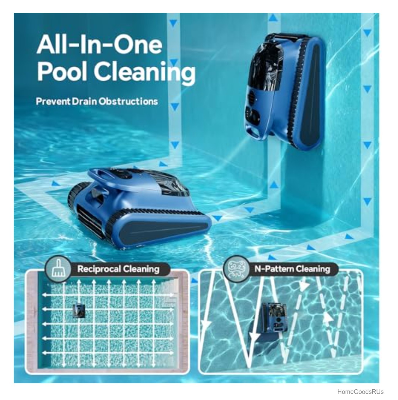Robotic Pool Cleaner 45000Pa Suction 180W Brushless Cordless Wall Climbing 2150