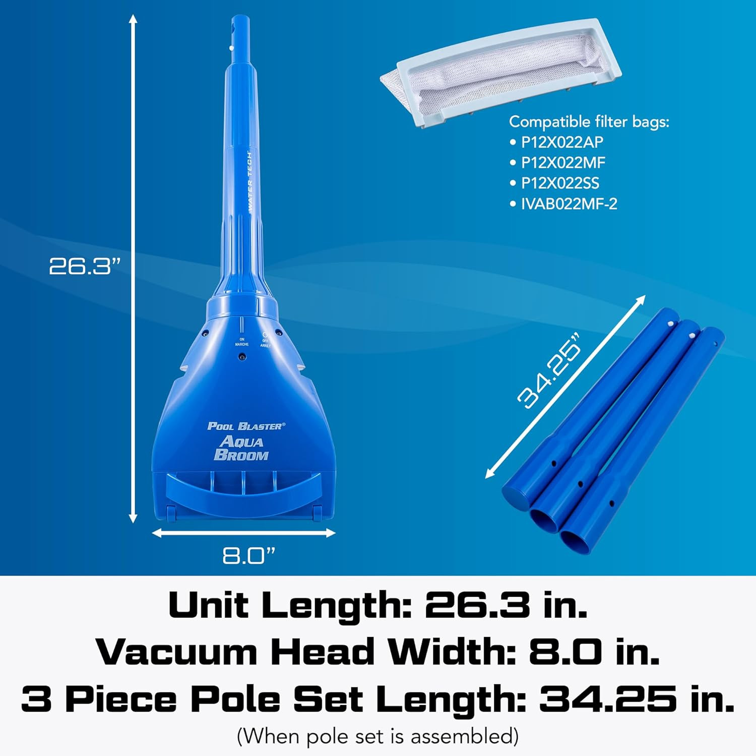 Aqua Broom XL Ultra Cordless Pool & Spa Vacuum Cleaner – Battery-Powered