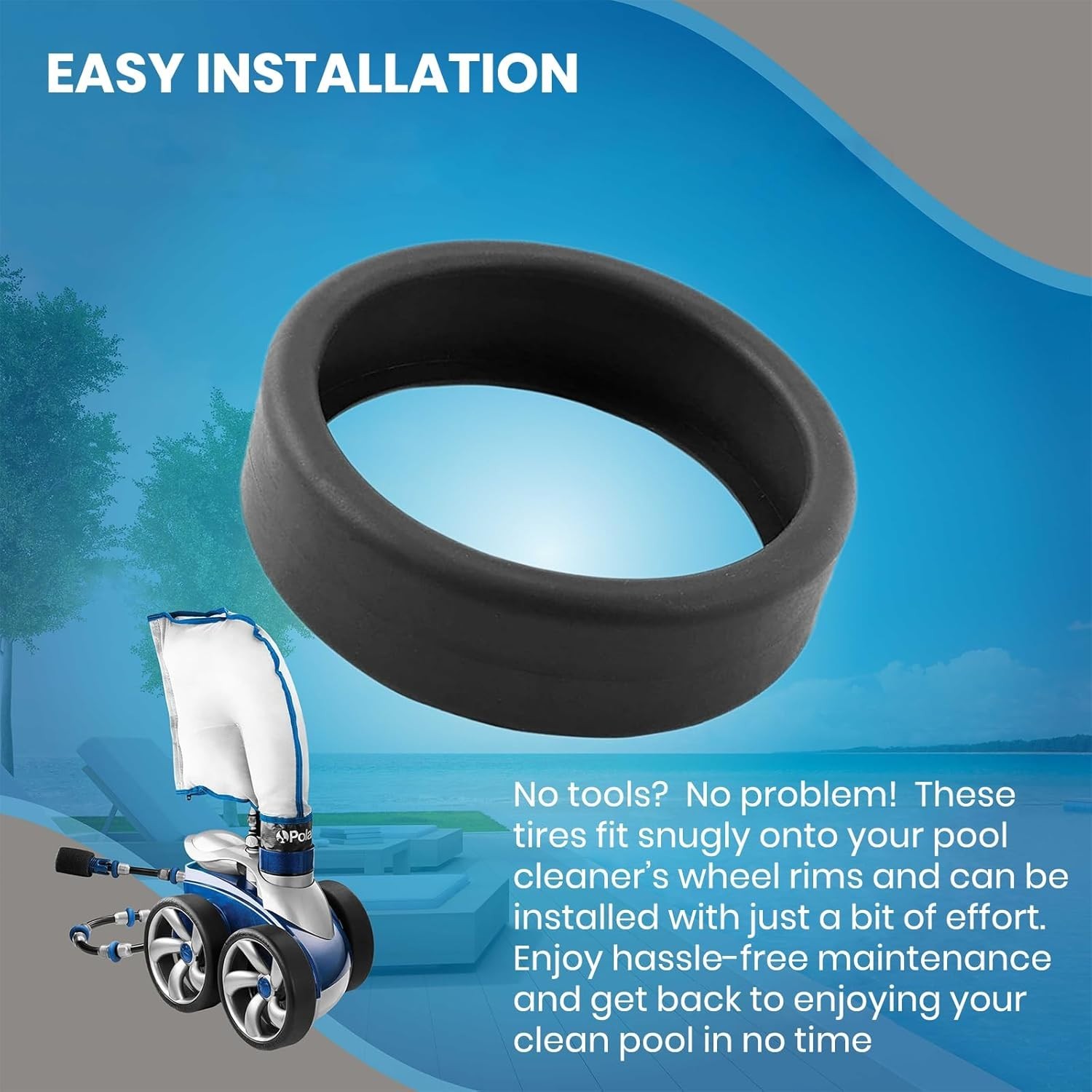 3-Pack Pool Cleaner Tires 48-232 for Polaris 3900/480 Sport, P39, Black Max