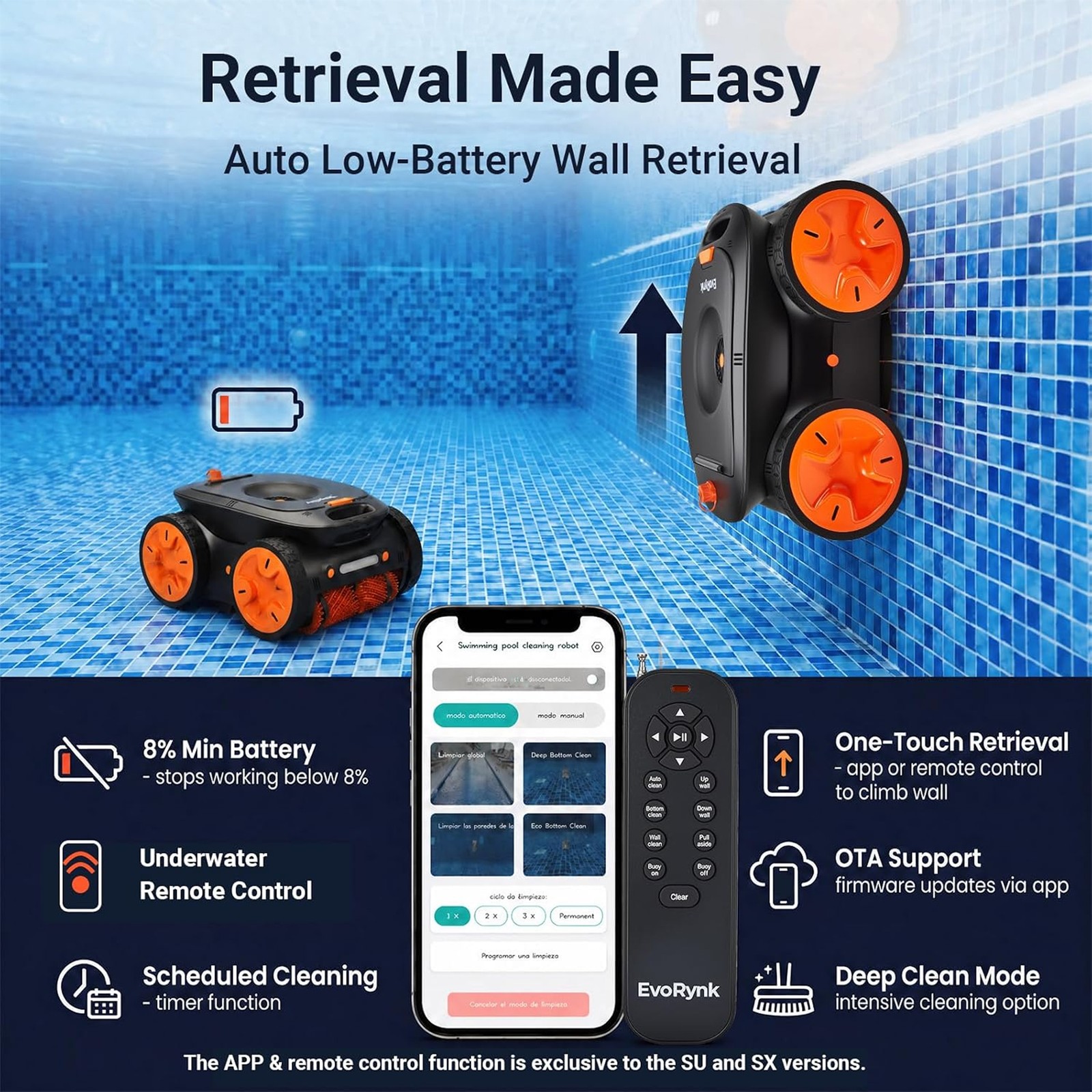 Robotic Pool Cleaner for Inground Pools Underwater Remote & APP Control 5640 GPH